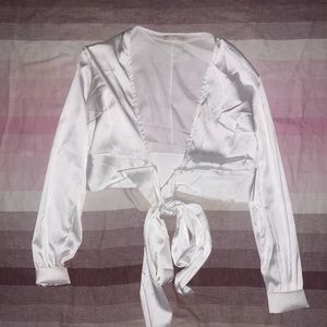 NWOT Nasty Gal White Long-sleeve Tie Small